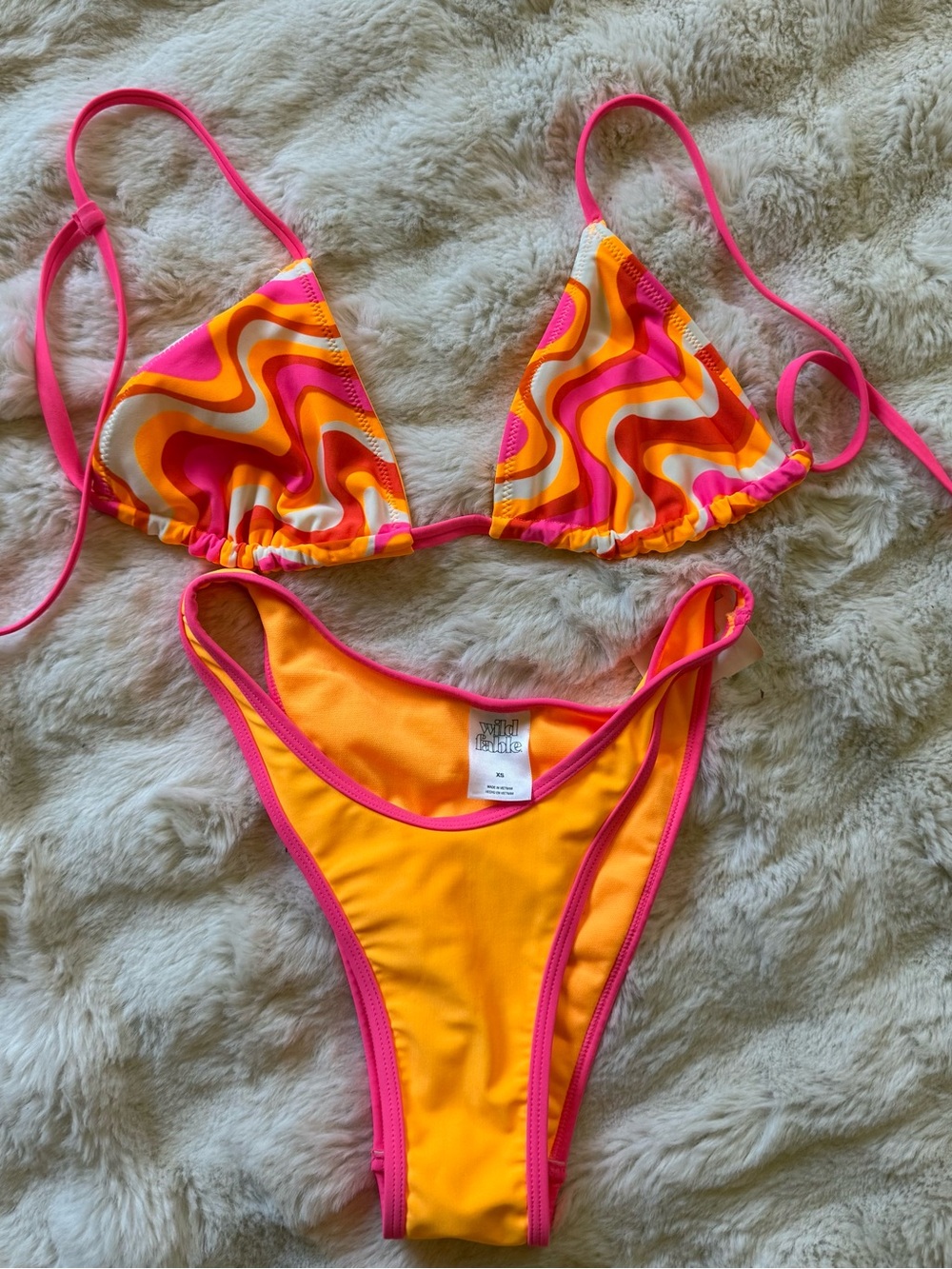 wild fable Pink & Orange Swirl Triangle Bikini